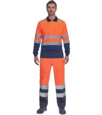 Męska koszula polo HI-VIS LEON Cerva pomarańczowy/navy