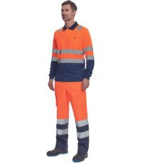 Męska koszula polo HI-VIS LEON Cerva pomarańczowy/navy